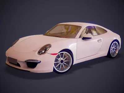 Game-ready Porsche 911 GT Low-poly 3D model