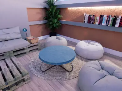 High quality 3D model of a modern English classroom Low-poly 3D model