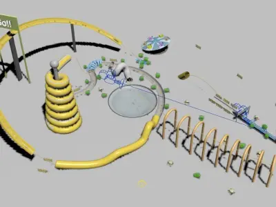 2 Roller Coasters 3D model