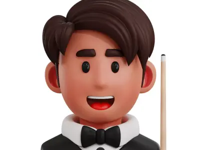 Billiard Player Avatar 3D Icon Low-poly 3D model