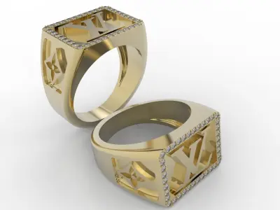 Louis vuitton LV ring men man gems 3D print model