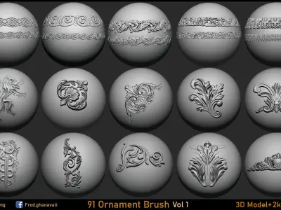 91 Ornament Brush Alpha 3dmodel Vol 1 3D model