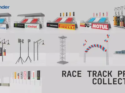 Race Track Props Collection  Low-poly 3D model