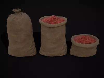 Burlap Sacks of Kidney Beans  Low-poly 3D model