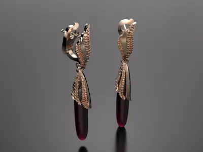 Earrings with one big unique stone 3D print model