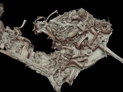 engines car parts destroyed part2 ground photogrammetry Low-poly 3D model