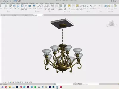 Chandelier or Classical Hanging Lamp Revit Family Interior 3D model