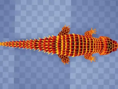 Fire Armadillo lizard  Low-poly 3D model