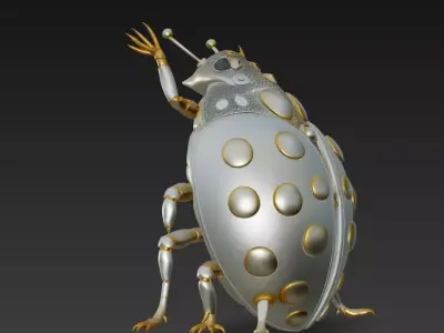 Golden Ladybug - Luxury Insect Sculpture 3D Model 3D print model