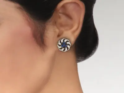 Earrings 3D print sapphire and diamond brooch 3D print model