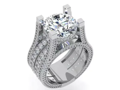 Round Diamond Luxury Ring 3637 3D print model