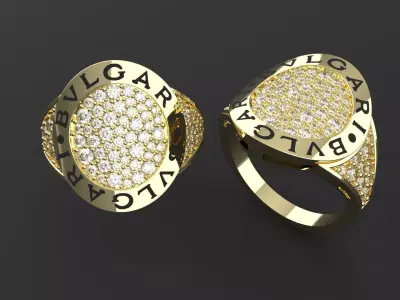 Inspired Gold Ring with Diamonds 3D print model