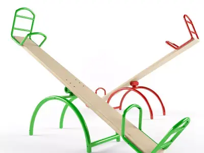 Child Playground Wooden Swing 5 3D model