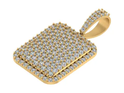 Luxury Diamond-Encrusted Rectangular Pendant 3D print model