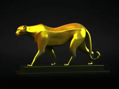 leopard Statue figurine sculpture modern art tiger abstract 3D model