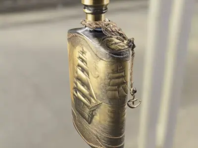 Vintage Pirate Ship Flask Low-poly 3D model