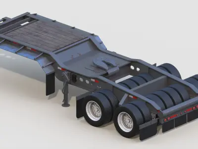 16 Wheel Oilfield Jeep Trailer Low-poly 3D model