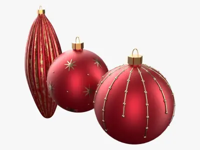 Christmas Tree Ornament Set1 - Red Yellow 3D model