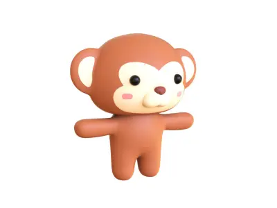 Character008 Chubby Monkey Low-poly 3D model