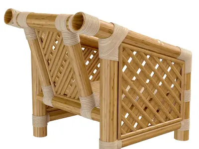 Restaurant Bamboo Chair with wicker planks 3D model
