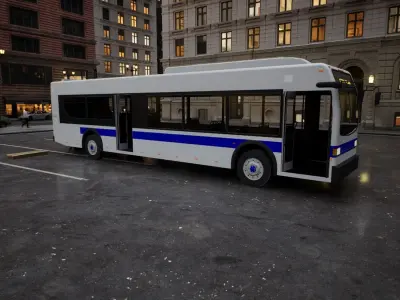 Sity Bus PBR with interior Low-poly 3D model