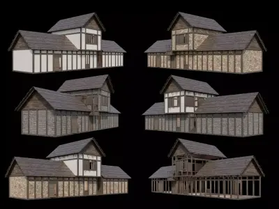 Medieval Village Pack  - 6 Assets - 4K Textures Game Ready Low-poly 3D model