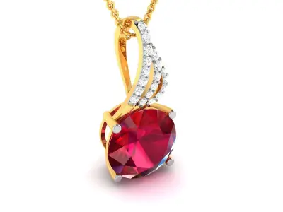 Solitaire Women Pendant 3DM STL OBJ FBX Render Details 3D print model purchase