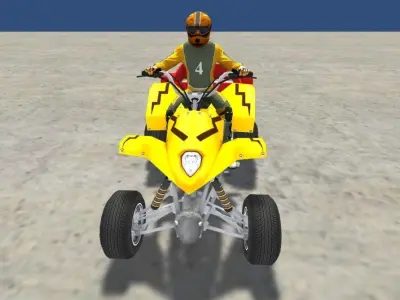 LowPolyQuadBikeWithTrailerandRider-4 atv racing game Low-poly 3D model