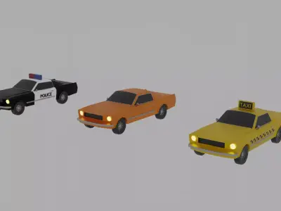 Low Poly Car Mustang Low Poly Vehicle Pack GameReady 3D Model Low-poly 3D model