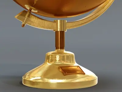 Golden Metalic World Globe 3D model