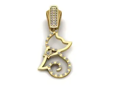 Cat Outline Pendant 3D print model