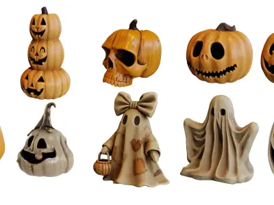 Halloween autumn decor pack 3D model