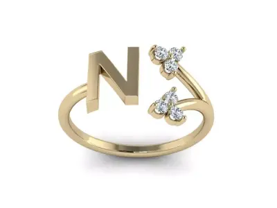 Jewelry Alphabet Ring N with Diamonds  3D print model