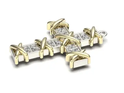 G0489 cross pendant with diamonds 3D print model