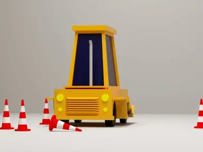 Cartoon Low-Poly JCB Car for game-ready Low-poly 3D model Low-poly 3D model