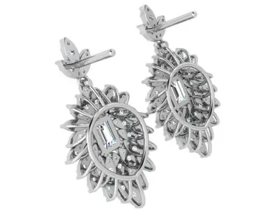 Luxury Earrings With Emerald Cut Diamonds 3914 3D print model