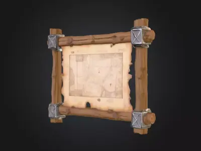 Ancient Explorer Map Frame Low-poly 3D model