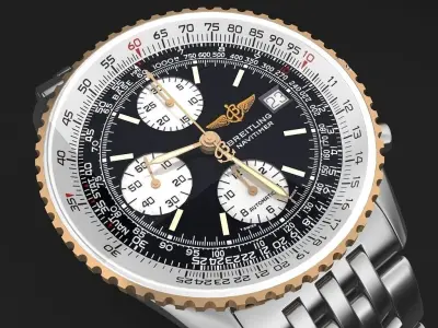 Breitling Navitimer II steel braclet mens watch 3D model