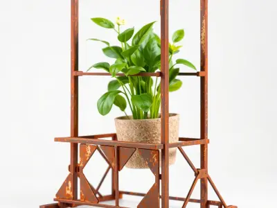 Rustic Iron Plant Stand model pack Low-poly 3D model