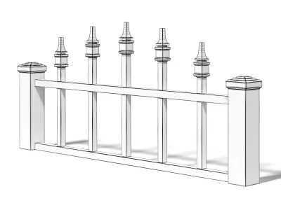 White Wooden Fence 3D Model 3D model