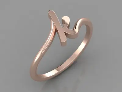 Alphabet Ring K 3D print model