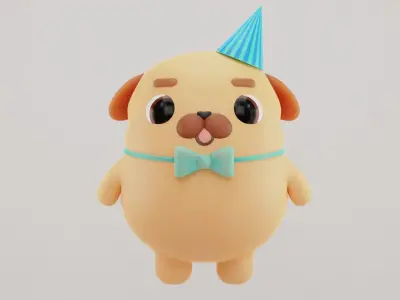 Cute Dog 3D model for game printing etc Low-poly 3D model