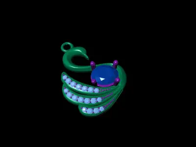 Swan gemstone pendant 3D print model