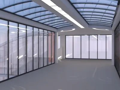Covered pedestrian bridge II 3D model