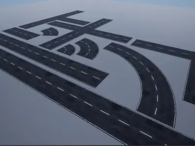Modular Patched Road pack PBR Low-poly 3D model