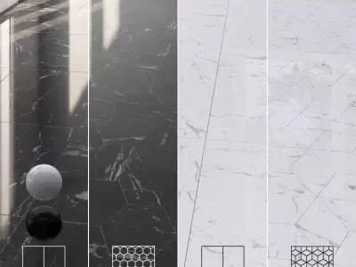 DrCG Black and White Marble Tile 97 3D model