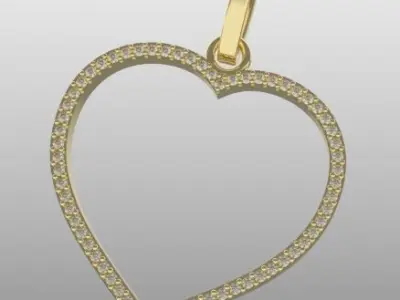 DIAMOND HEART SHAPED PENDANT FOR PRINTING AND CASTING 3D print model