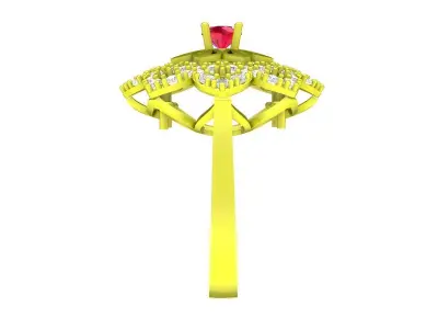 A6064 Luxury Korean Style Flower Diamond Women Ring 3D print model