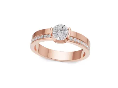 Solitaire Diamond Ring with Side Stones for Women 3D print model