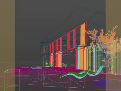 Corona - C4D Scene files - Modern Minimalist House Exterior 3D model